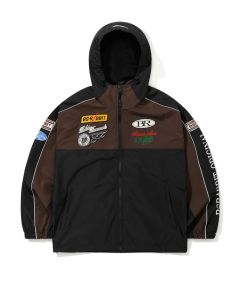 GIACCA SNOWBOARD BSRABBIT PATCHED UTILITY HOODED JACKET BLACK DARK BROWN